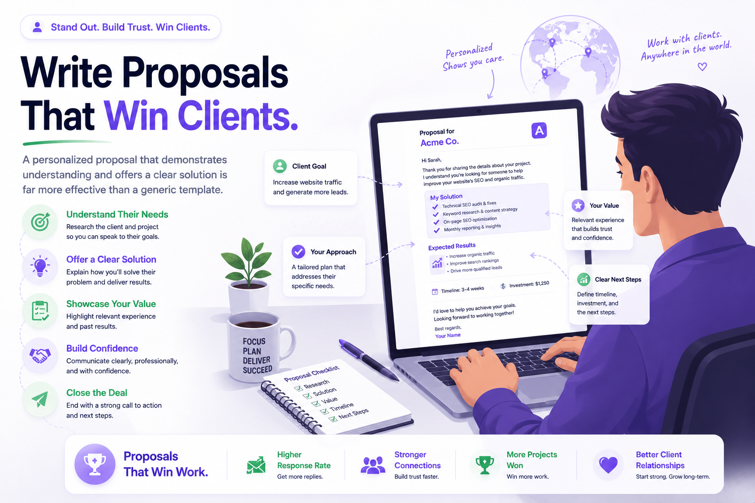Freelancer writing a personalized proposal